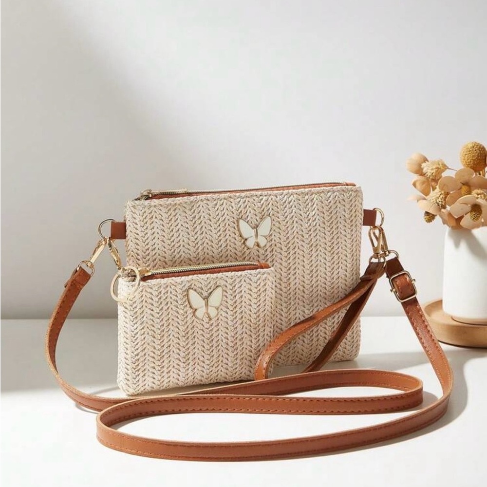 New Set Of 2  Elegant Cream and Brown Women's Bag
